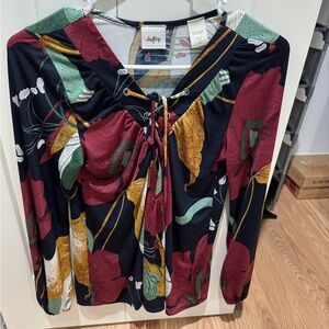 Daytrip Floral Blouse - Red, Green, Gold